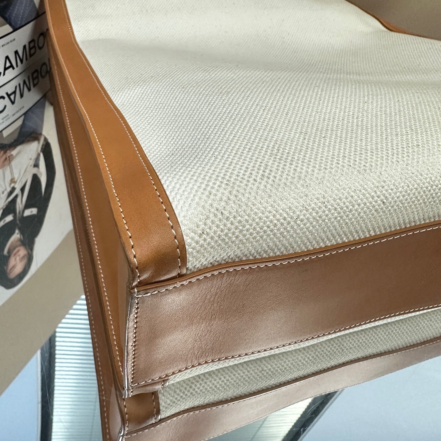 Celine - Cabas - Canvas and Leather - White and Brown - (large)