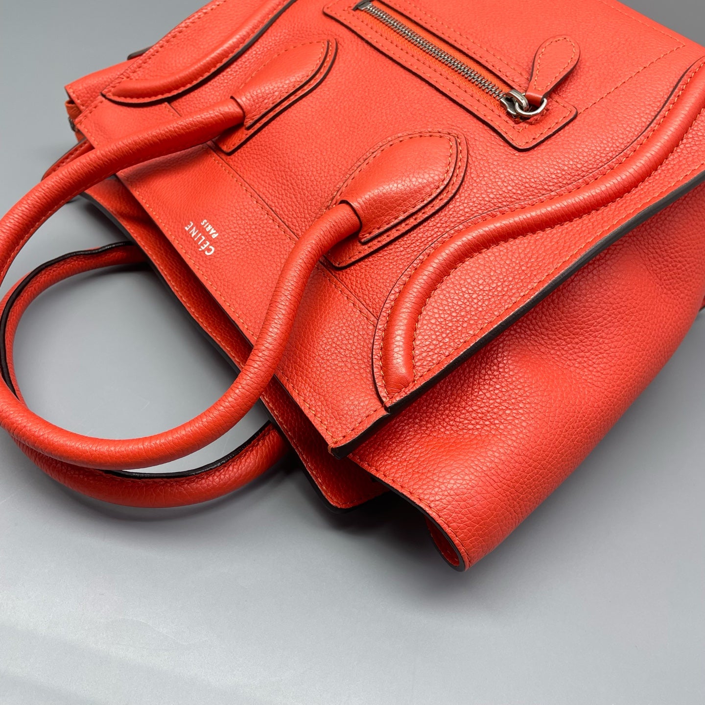 Celine - Luggage Tote - Grained calfskin leather - Orange - (Small)