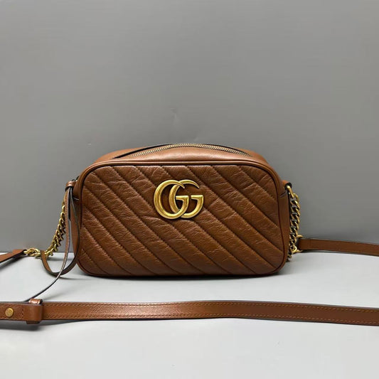 Gucci - GG Marmont Small Camera Bag - Leather - Brown - (small)