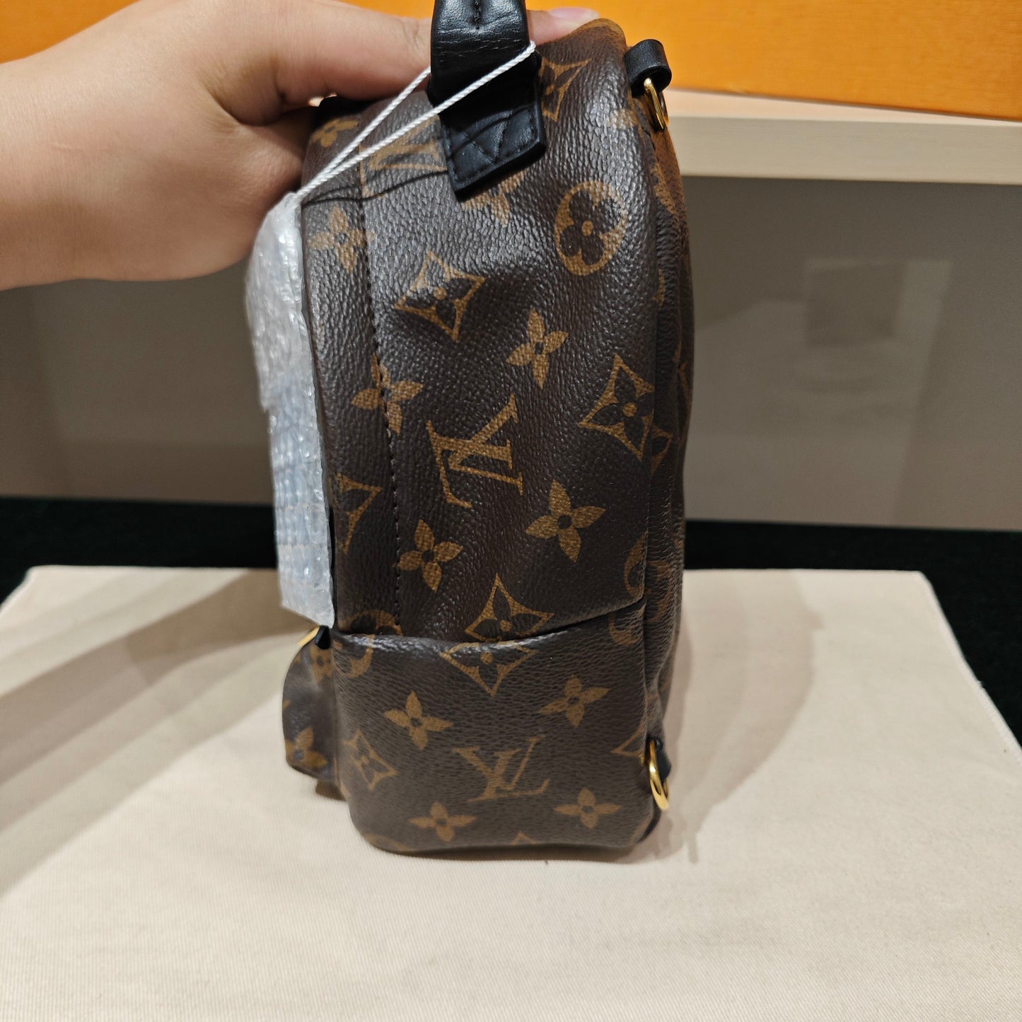 Louis Vuitton - Palm Springs Mini Backpack - Monogram coated canvas with black cowhide leather trim - Brown - (mini)