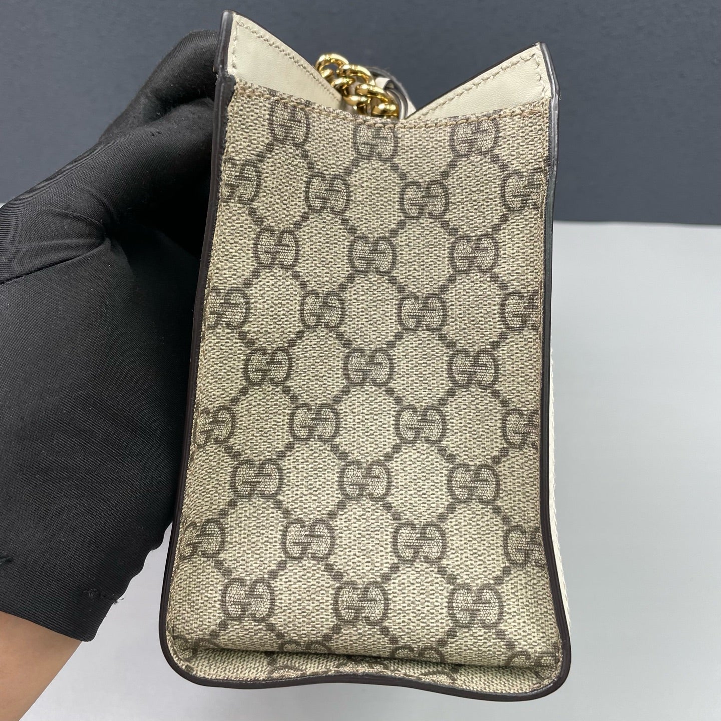 Gucci - Padlock Small Tote Bag - GG Supreme canvas with leather trim - Beige and Cream with Gold-Tone Hardware - (Small)