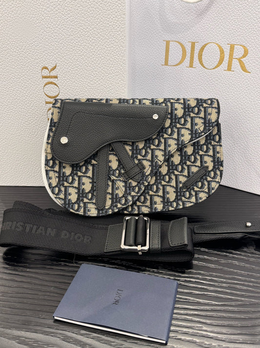 Dior - Saddle Belt Pouch - Dior Oblique jacquard canvas and grained calfskin leather - Multicolour - (small)