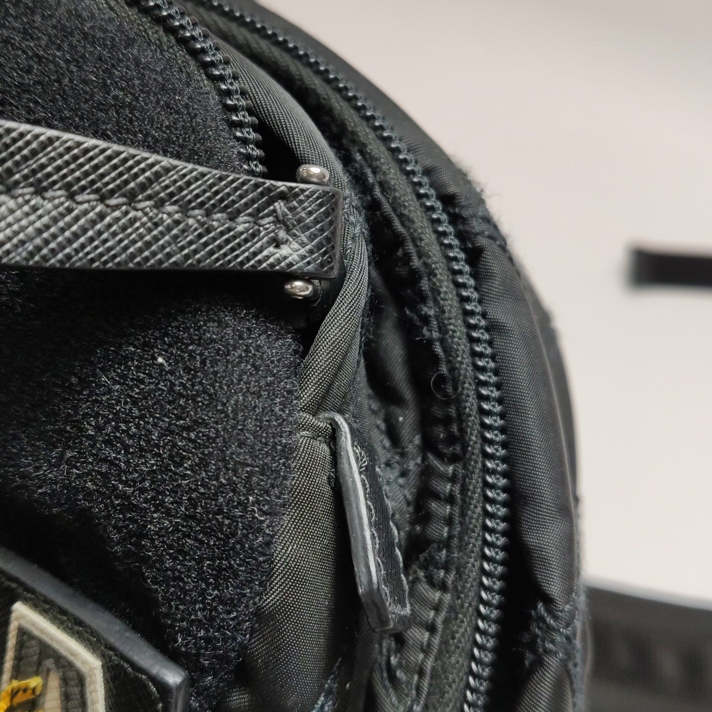 Prada - 2VZ013 Badge Style Chest/Crossbody Bag - Tessuto Nylon with Saffiano Leather Accents - Black - (medium)