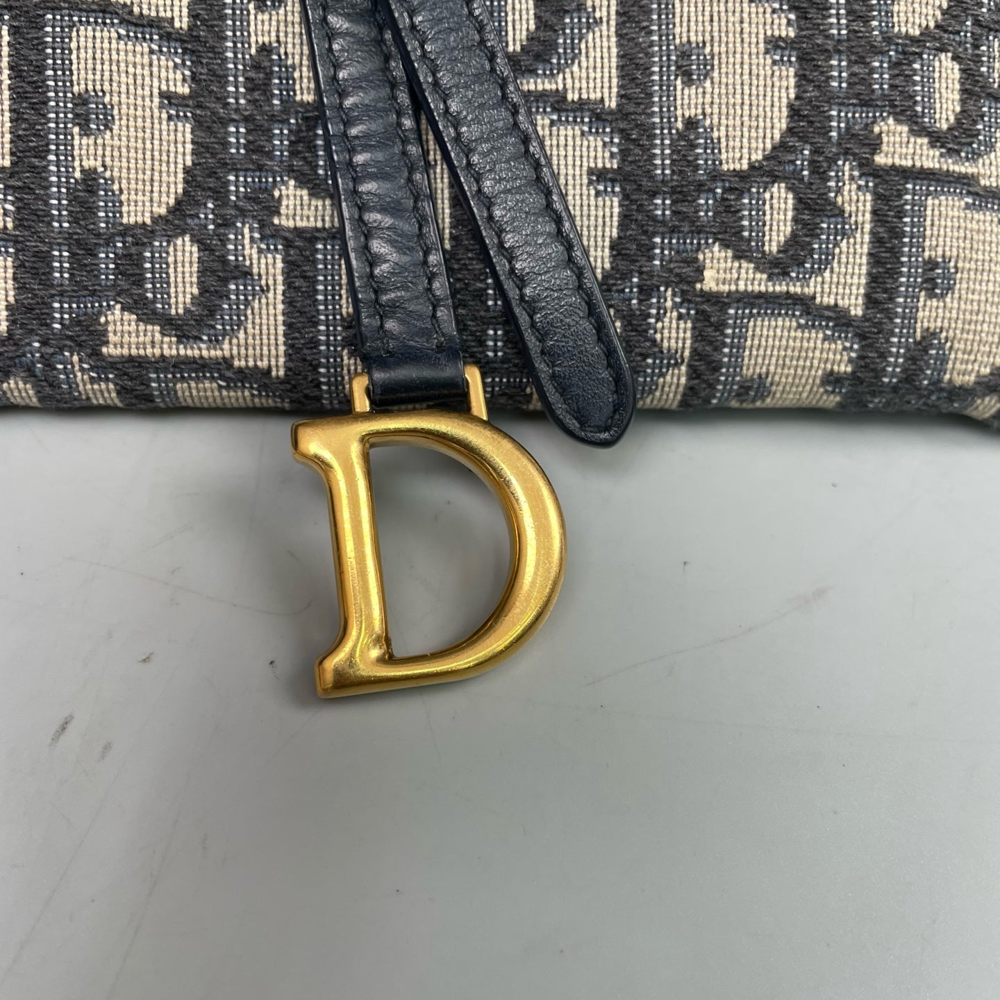 Dior - Saddle Two-in-One WOC Chain Bag - Embroidered Oblique canvas with leather trim - Blue - (mini)