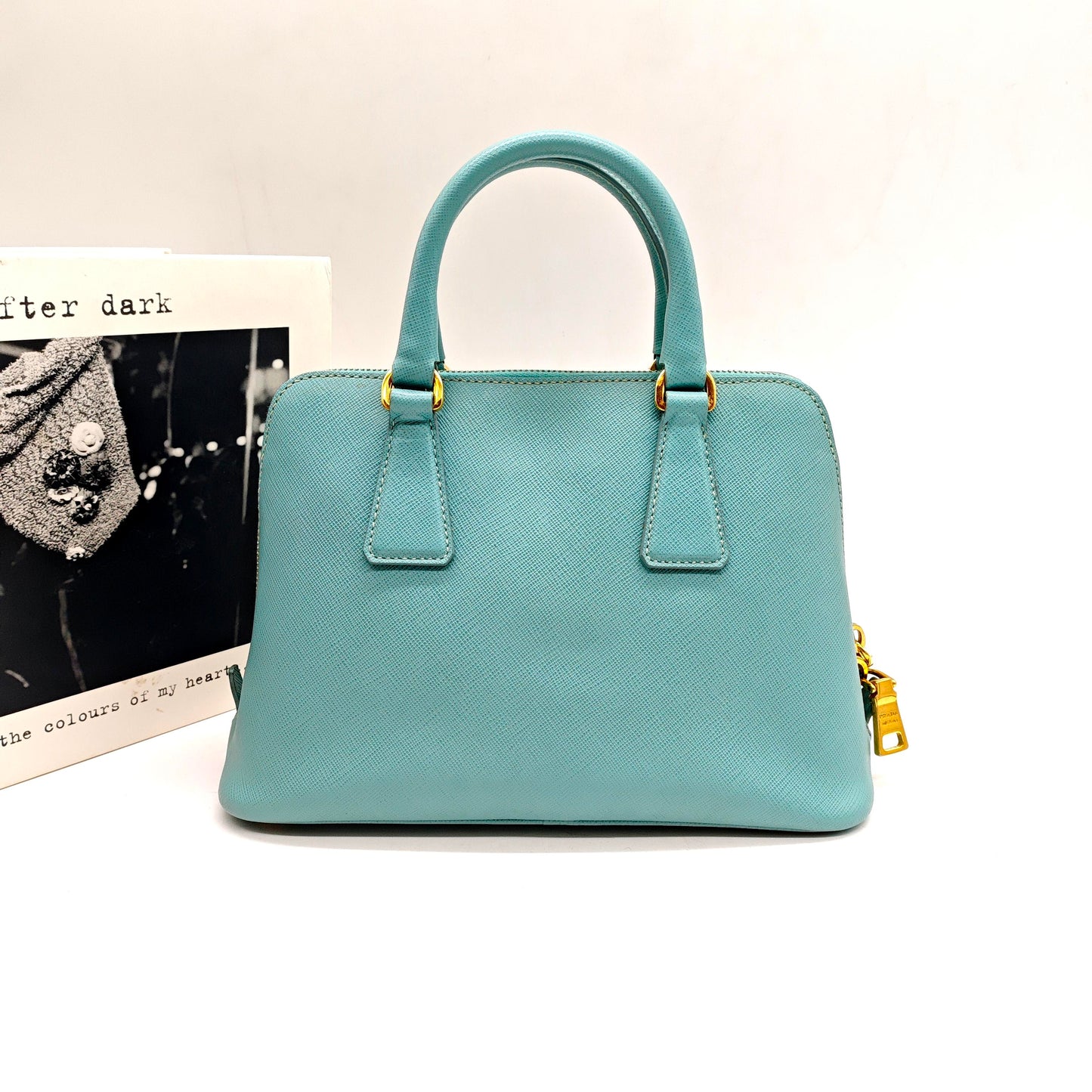 Prada - Saffiano Lux Dome Bag - Saffiano leather - Lake Blue - (Small)