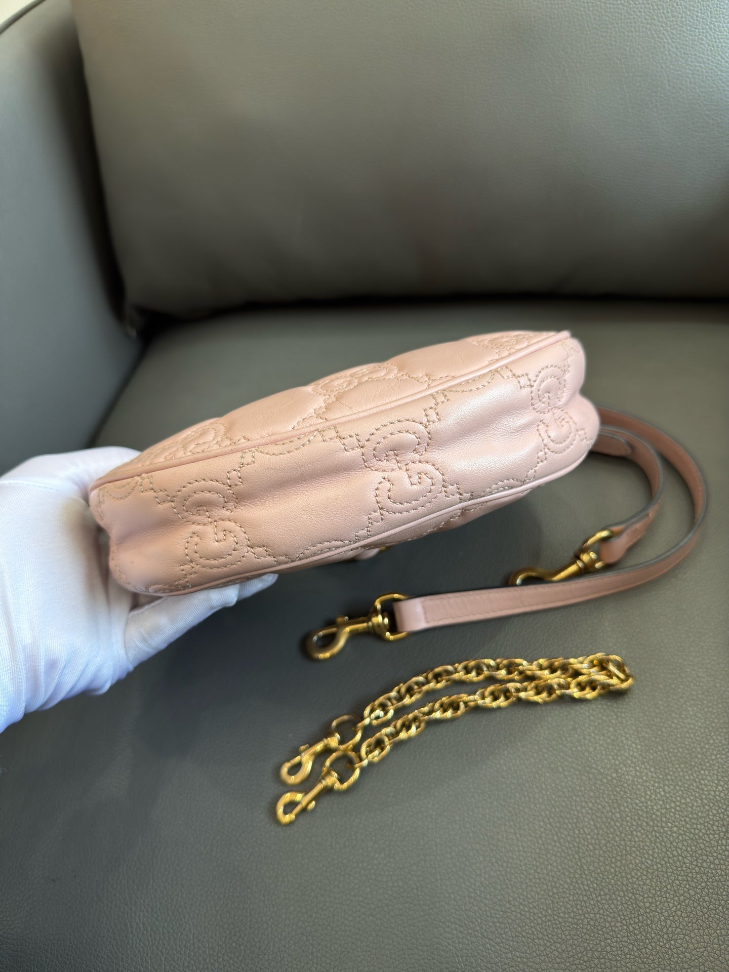 Gucci - Matelasse Crescent Moon Bag - Leather - Pink - (small)
