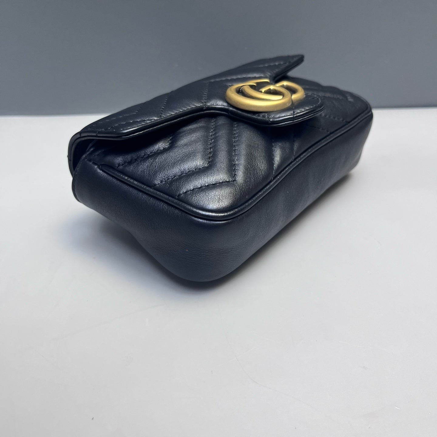 Gucci - GG Marmont Super Mini Chain Bag - Leather - Black - (mini)