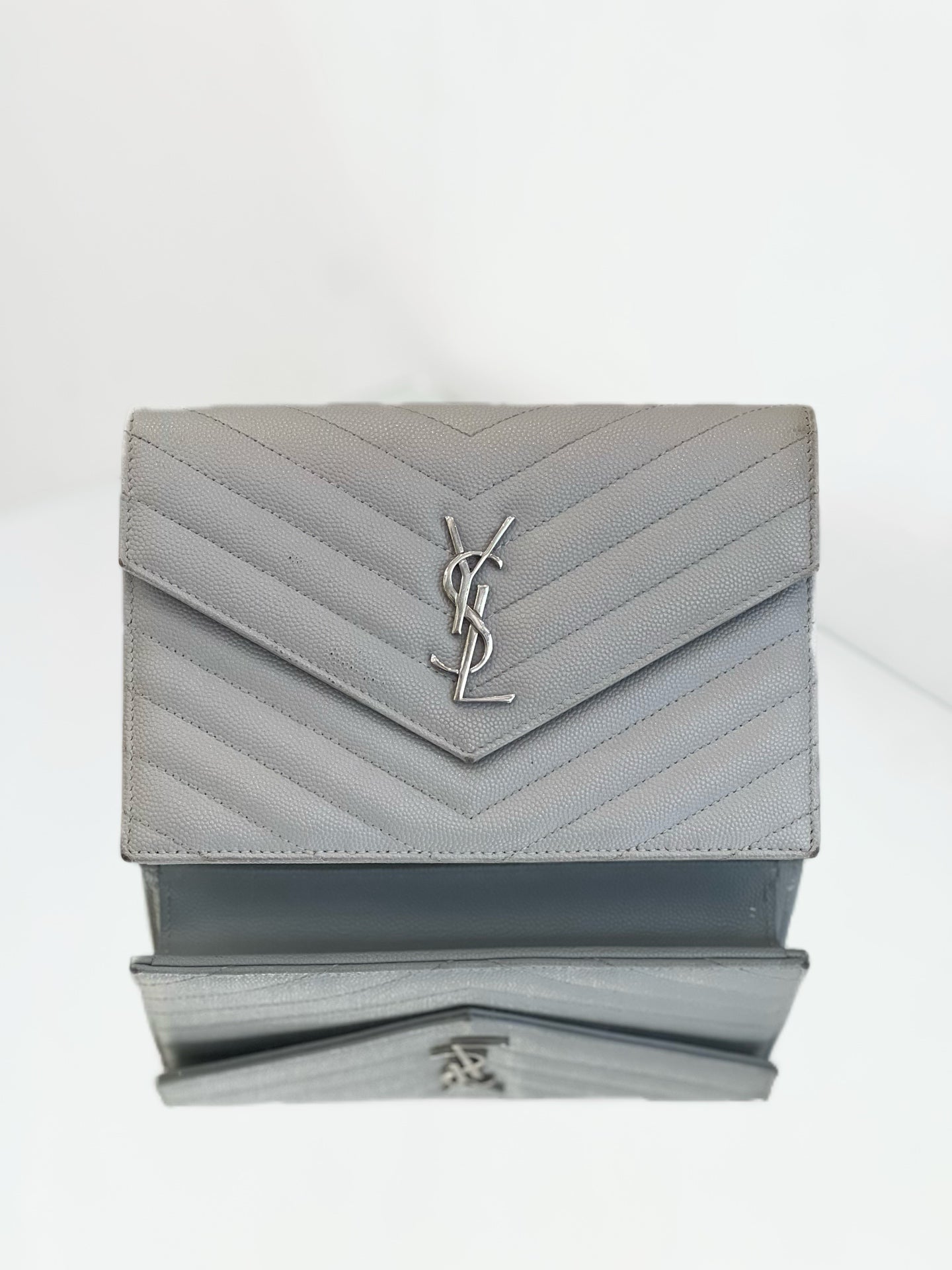 Saint Laurent - Envelope Wallet on Chain (WOC) - Leather - Grey - (mini)