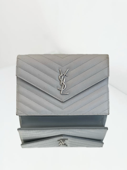 Saint Laurent - Envelope Wallet on Chain (WOC) - Leather - Grey - (mini)