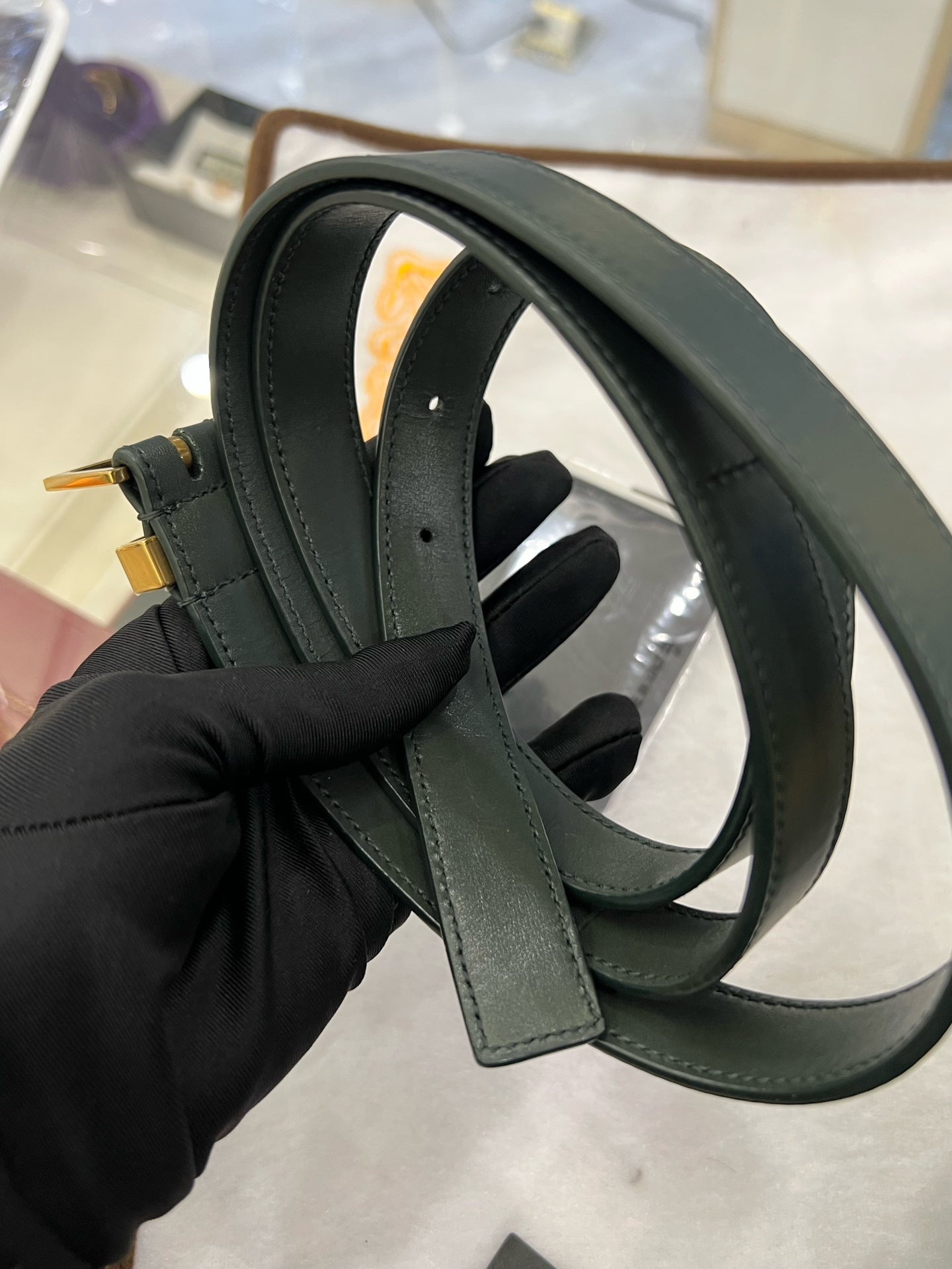 Saint Laurent - Manhattan Medium Crossbody Bag - Box leather - Dark Green - (medium)