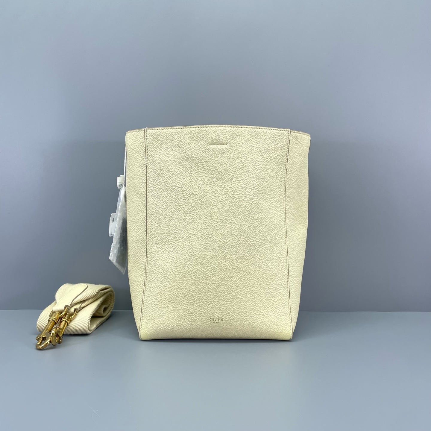 Celine - Small Sangle Bucket Bag - Grained calfskin leather - Beige - (Small)