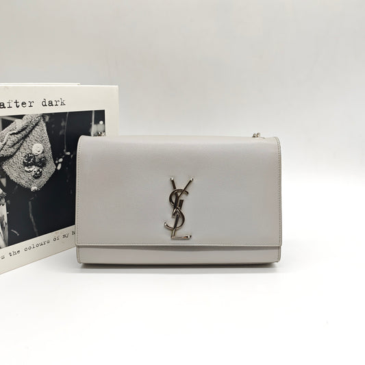 Saint Laurent - Kate - Grained calfskin leather - Grey - (small)