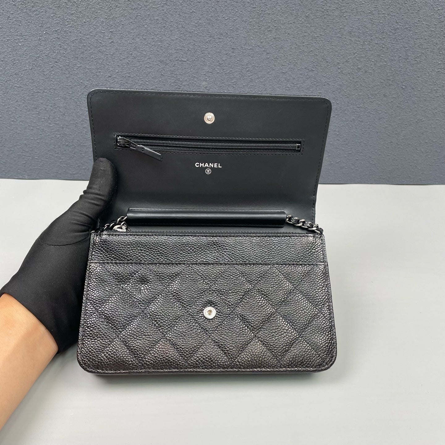 Chanel - 2.55 Wallet on Chain (WOC) - Grained calfskin leather - Black - (mini)