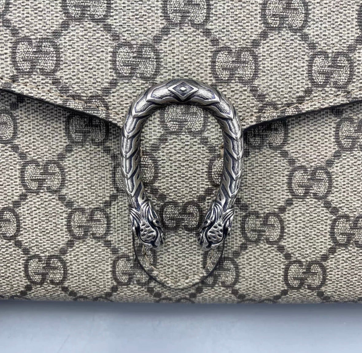 Gucci - Dionysus Wallet on Chain (WOC) - GG Supreme coated canvas with leather trim - Beige - (mini)