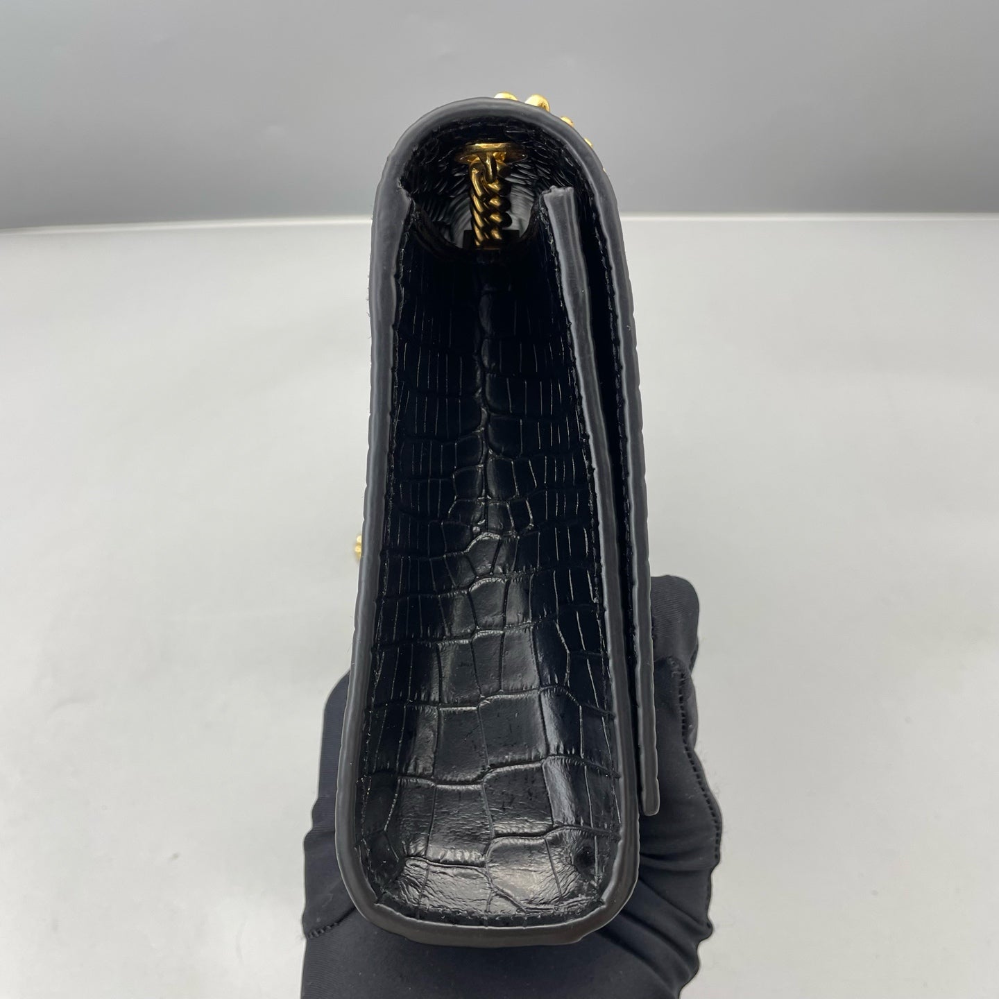 Saint Laurent - Kate - Crocodile-embossed leather - Black - (Medium)