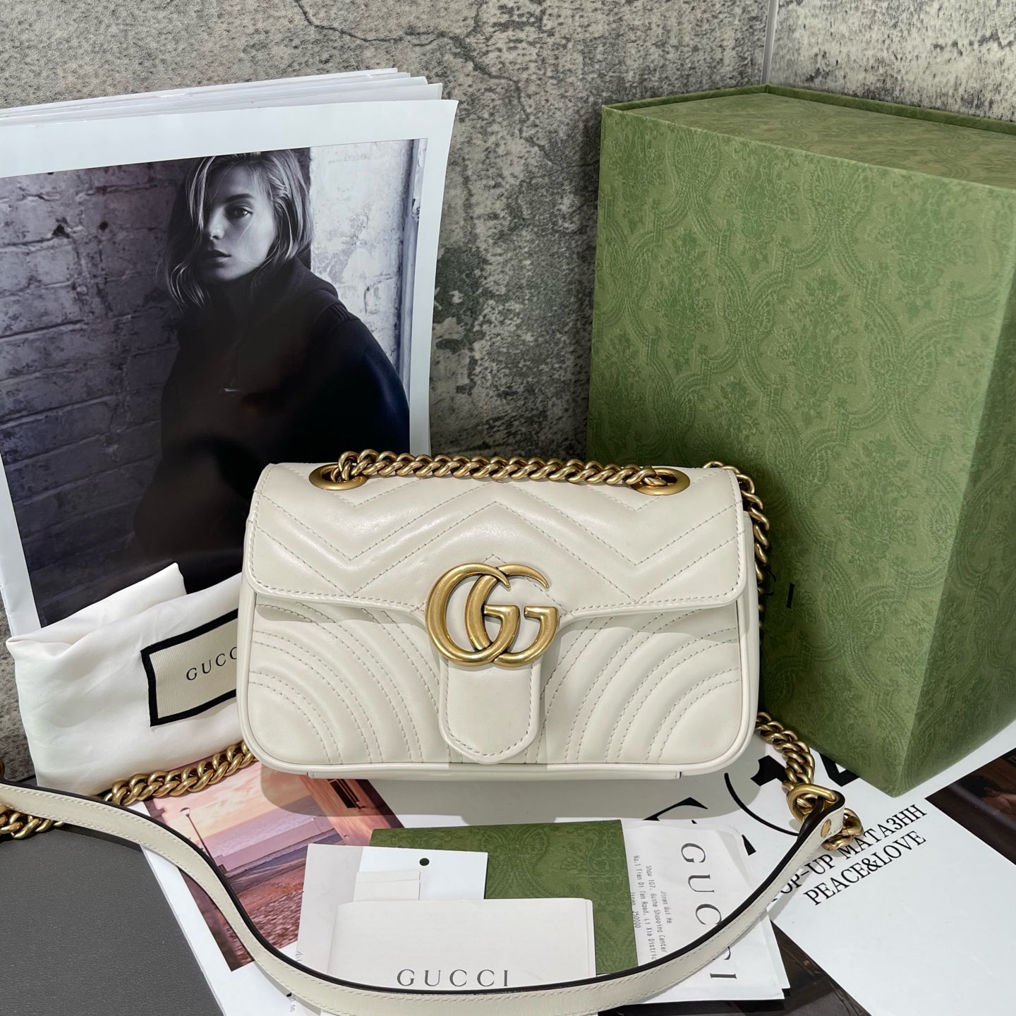 Gucci - GG Marmont Mini Matelassé Shoulder Bag - Leather - White - (small)