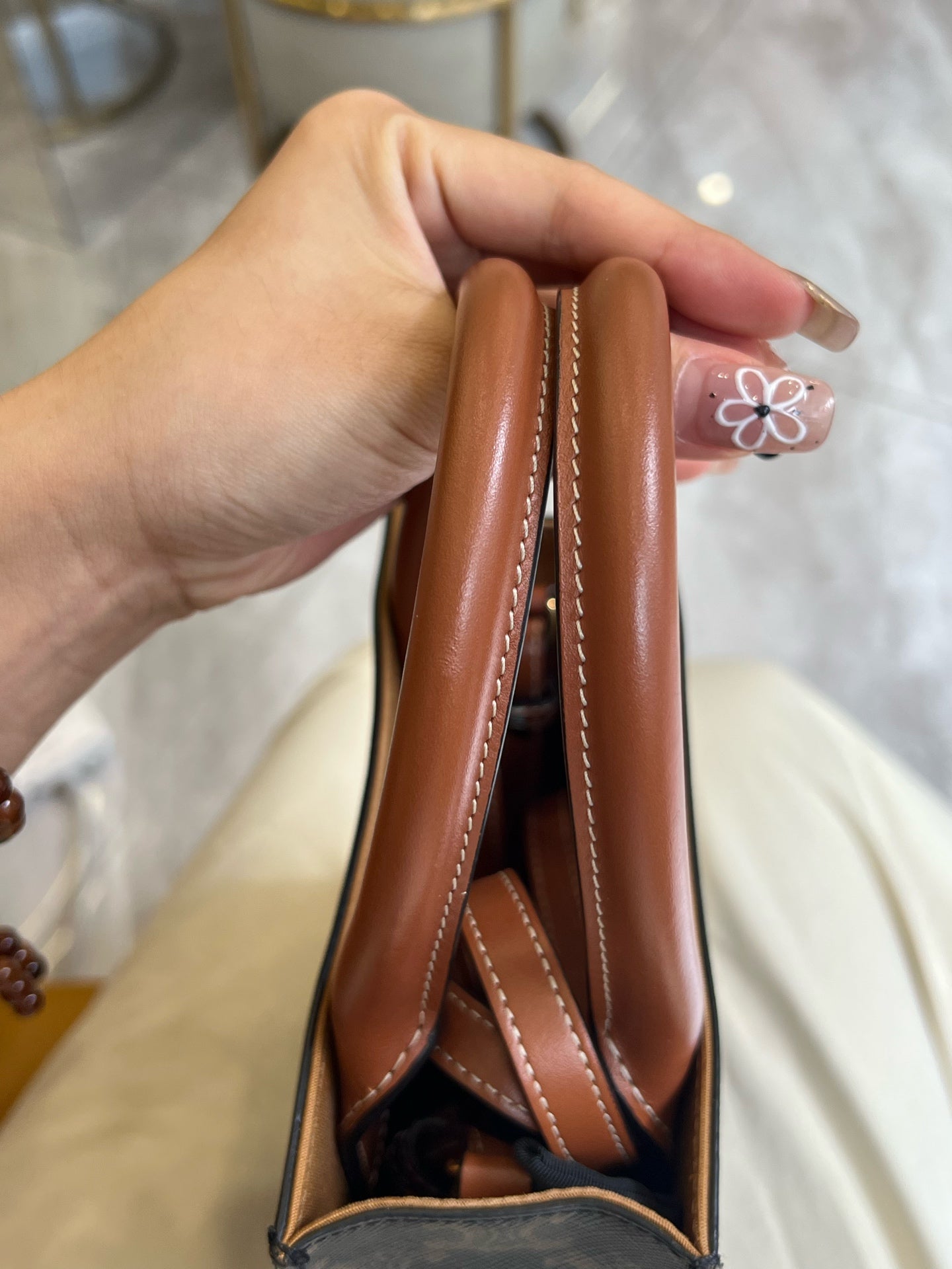 Celine - Cabas Vertical Mini - Triomphe coated canvas and calfskin leather - Brown - (mini)