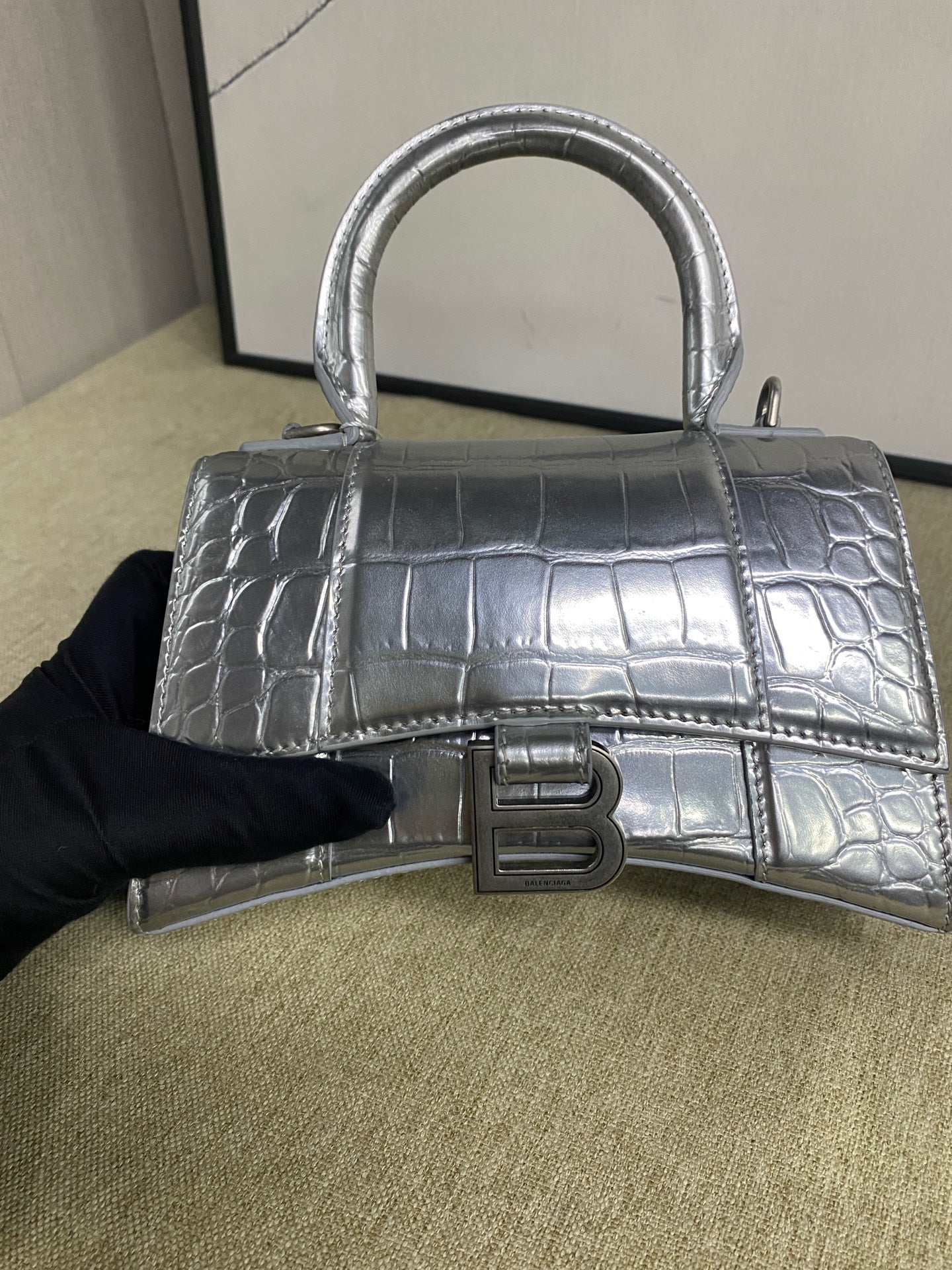 Balenciaga - Hourglass Bag XS - Leather - Silver - (Mini)