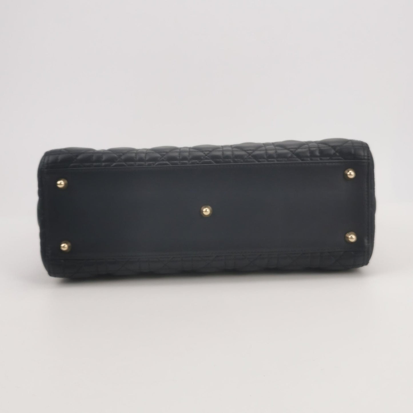 Dior - Lady Dior - Cannage quilted lambskin leather - Dark Navy Blue with Gold-Tone Hardware - (Medium)