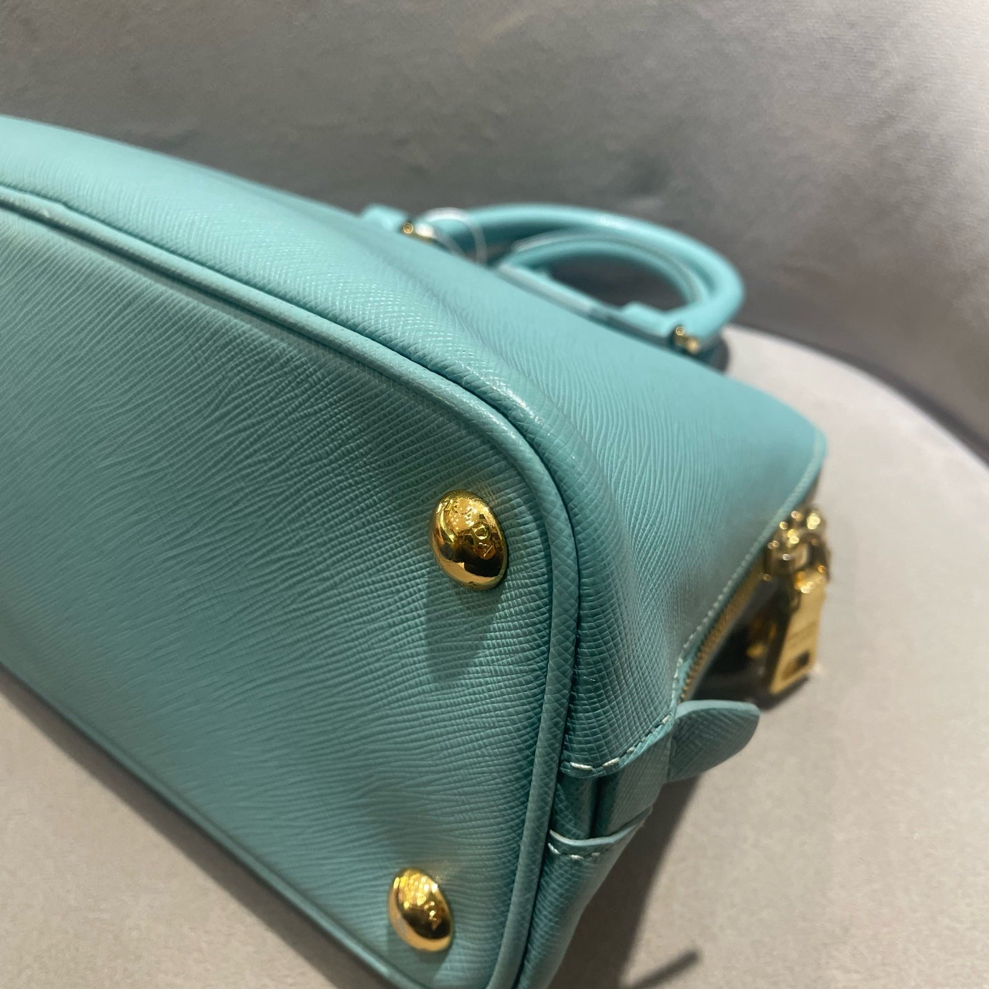Prada - Saffiano Lux Dome Bag - Saffiano leather - Lake Blue - (Small)