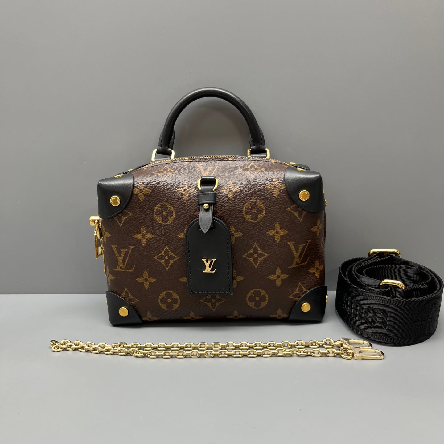 Louis Vuitton - Petite Malle Souple - Monogram coated canvas and leather - Brown with Black trim and Gold-tone Hardware - (small)