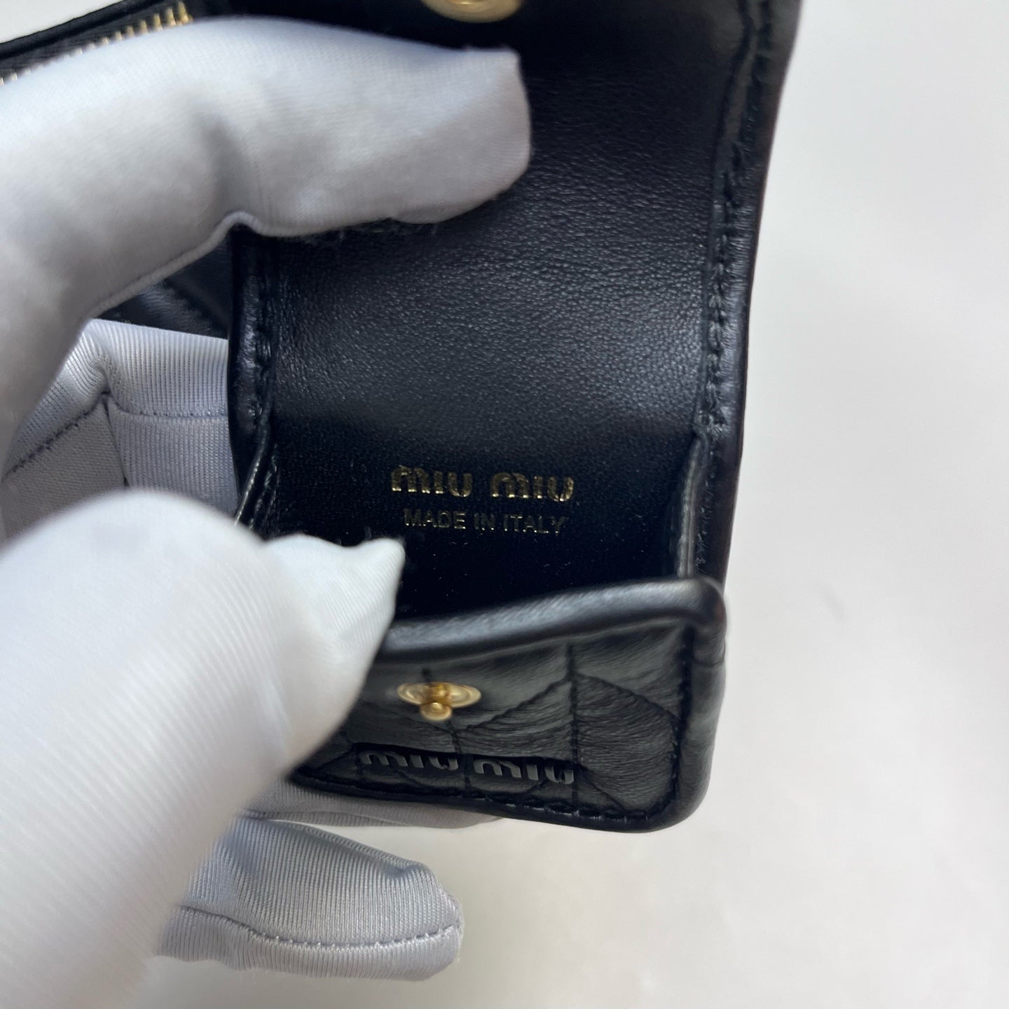 Miu Miu - Matelassé Hobo Crescent Bag - Lambskin leather - Black - (mini)