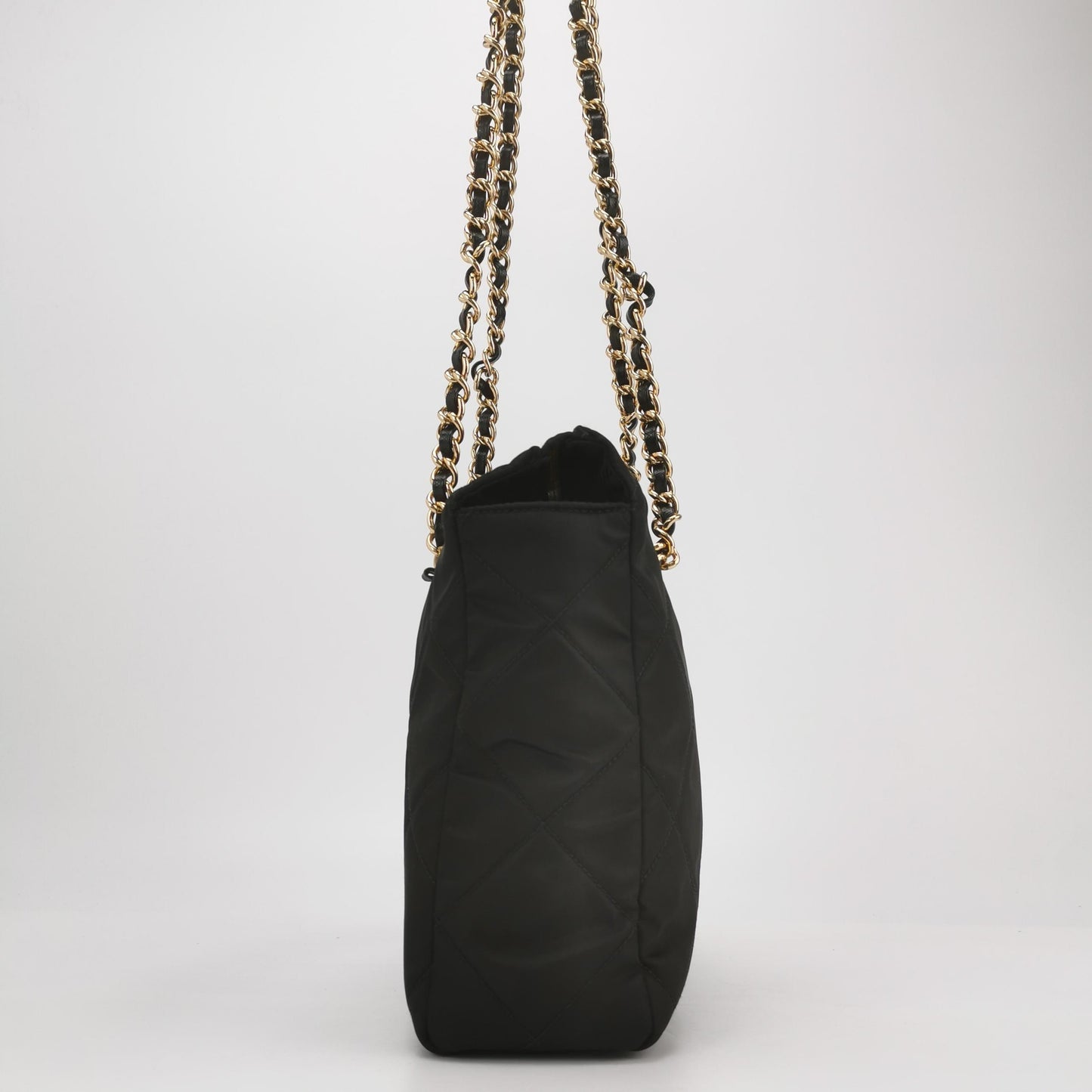 Prada - Quilted Tessuto Chain Shoulder Bag - Quilted Tessuto nylon with Saffiano leather trim - Black - (Medium)