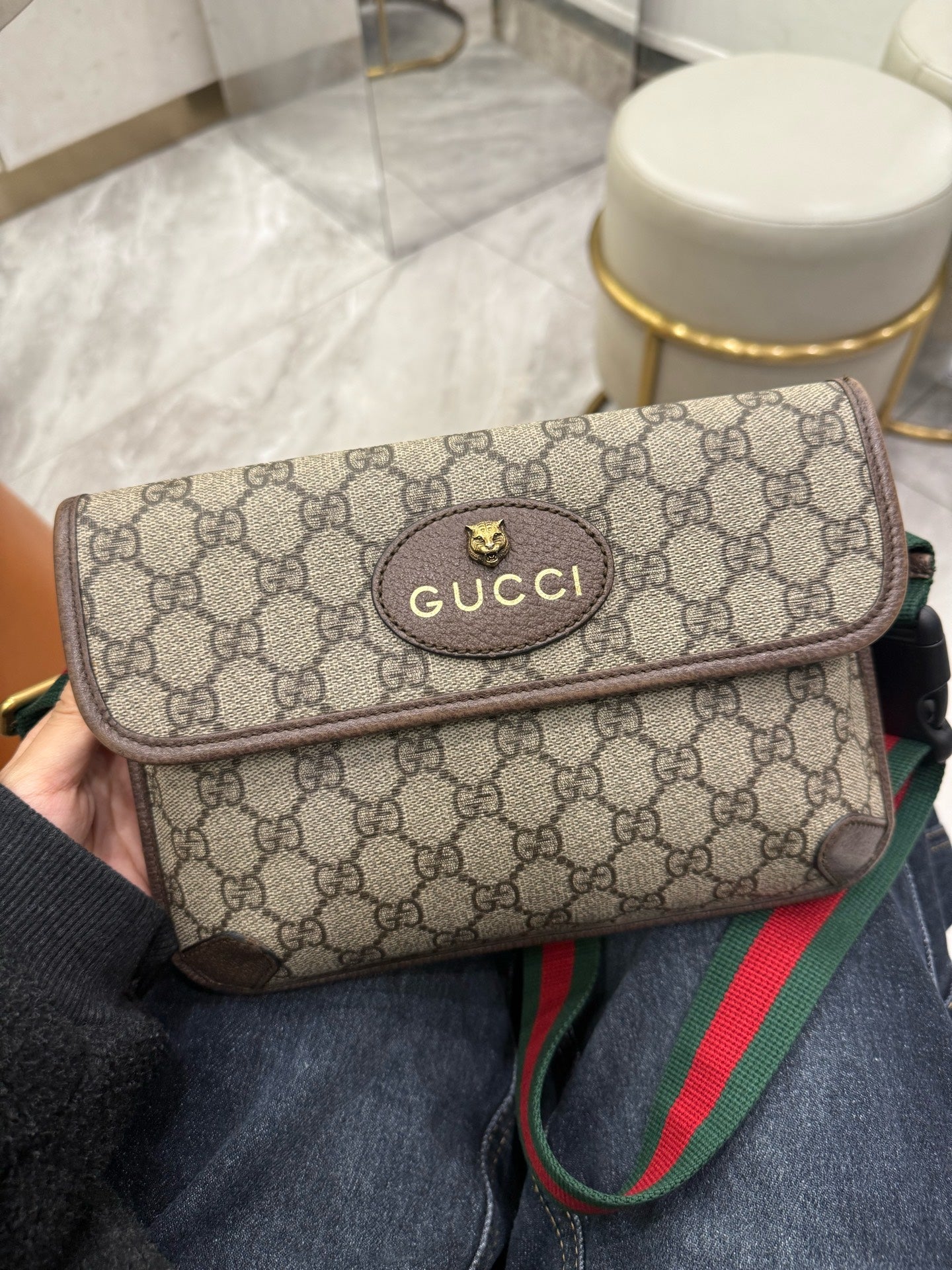 Gucci - GG Supreme Tiger Head Belt Bag - Coated Canvas - Beige - (Small)