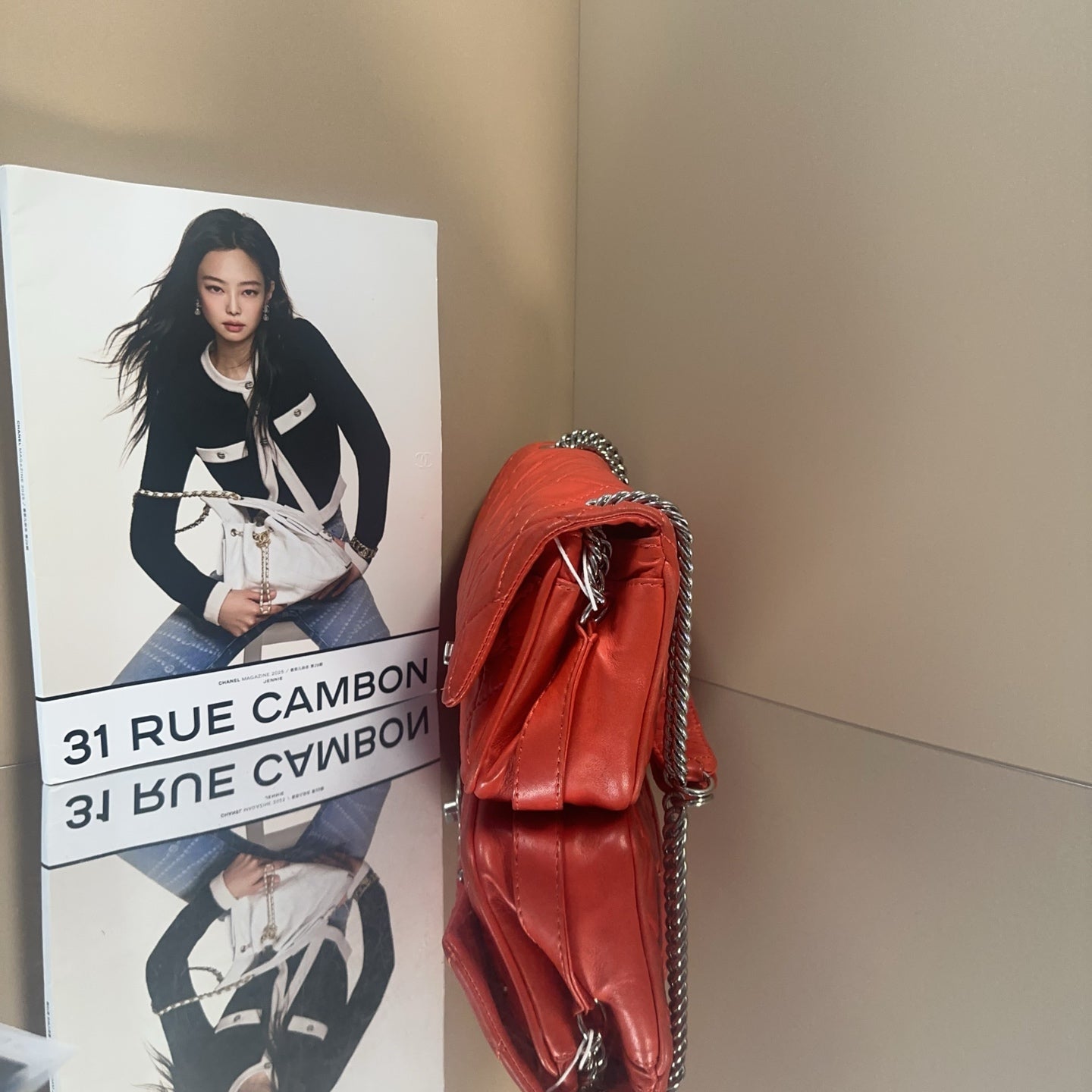 Chanel - Seasonal Large Logo Flap Bag - Lambskin leather - Red - (Medium)