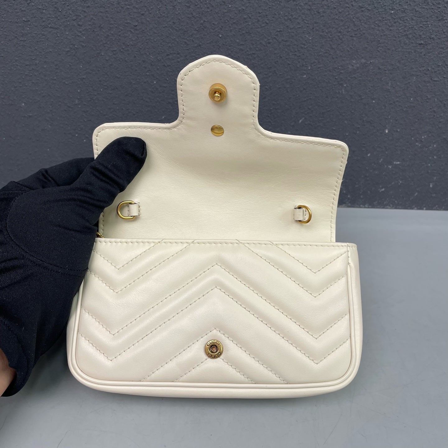 Gucci - GG Marmont Mini Chain Bag - Leather - White - (mini)