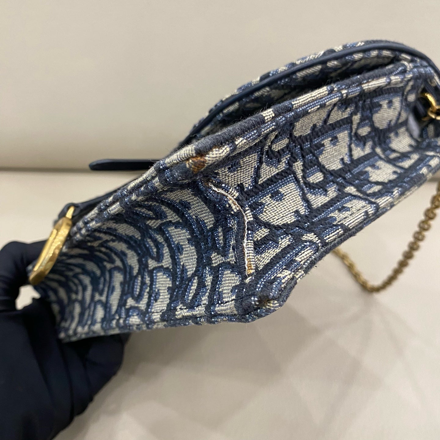 Dior - Saddle WOC (Wallet on Chain) - Oblique jacquard canvas - Blue - (small)