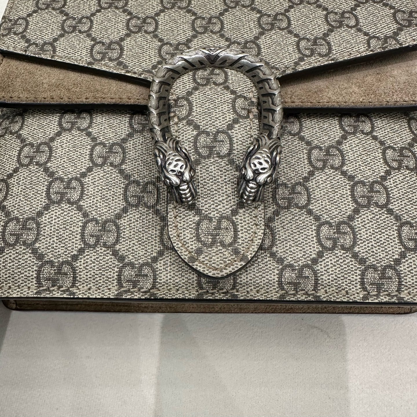 Gucci - Dionysus Super Mini Bag - GG Supreme coated canvas with suede trim - Beige - (super mini)
