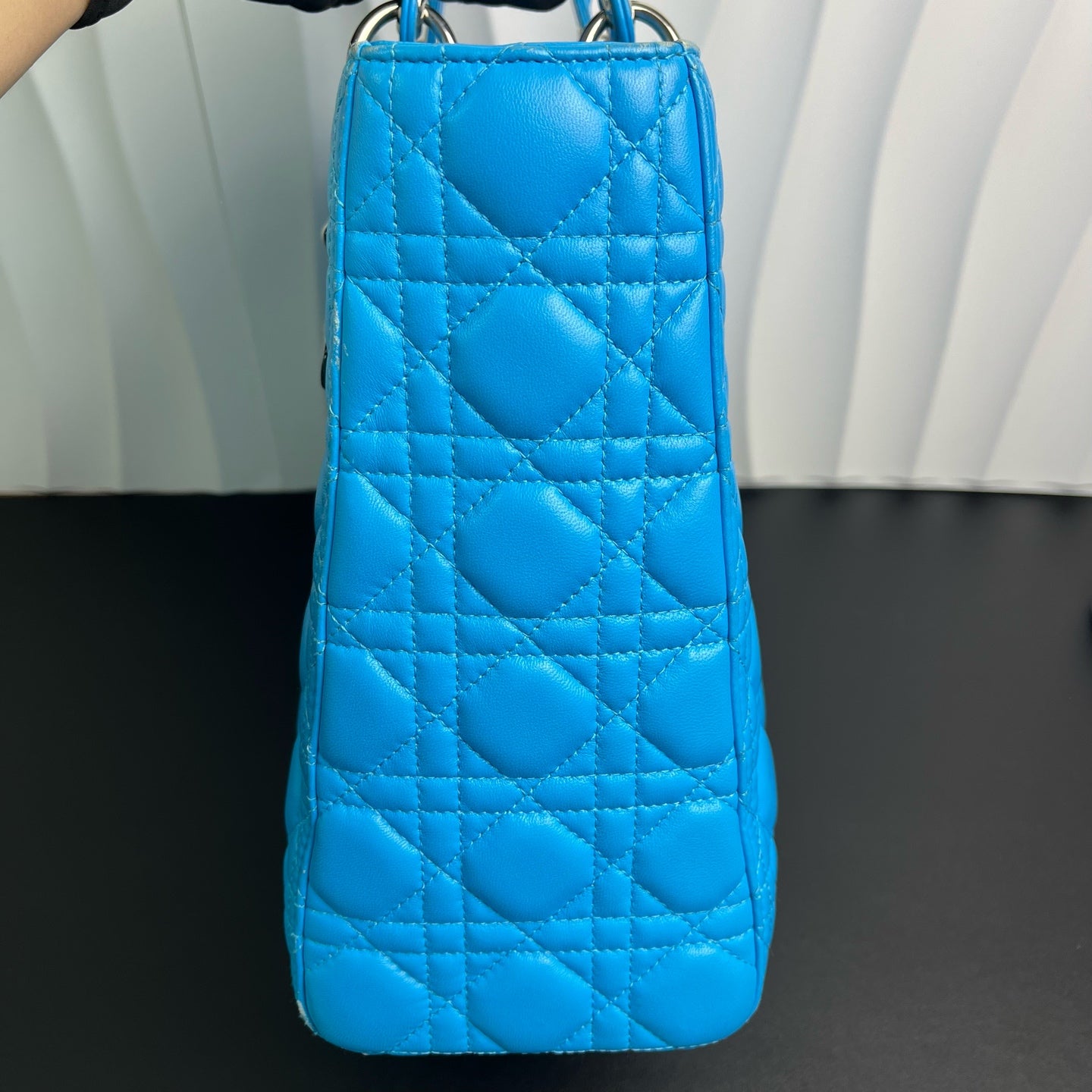 Dior - Lady Dior - Lambskin leather - Blue with Silver-Tone Hardware - (Large)