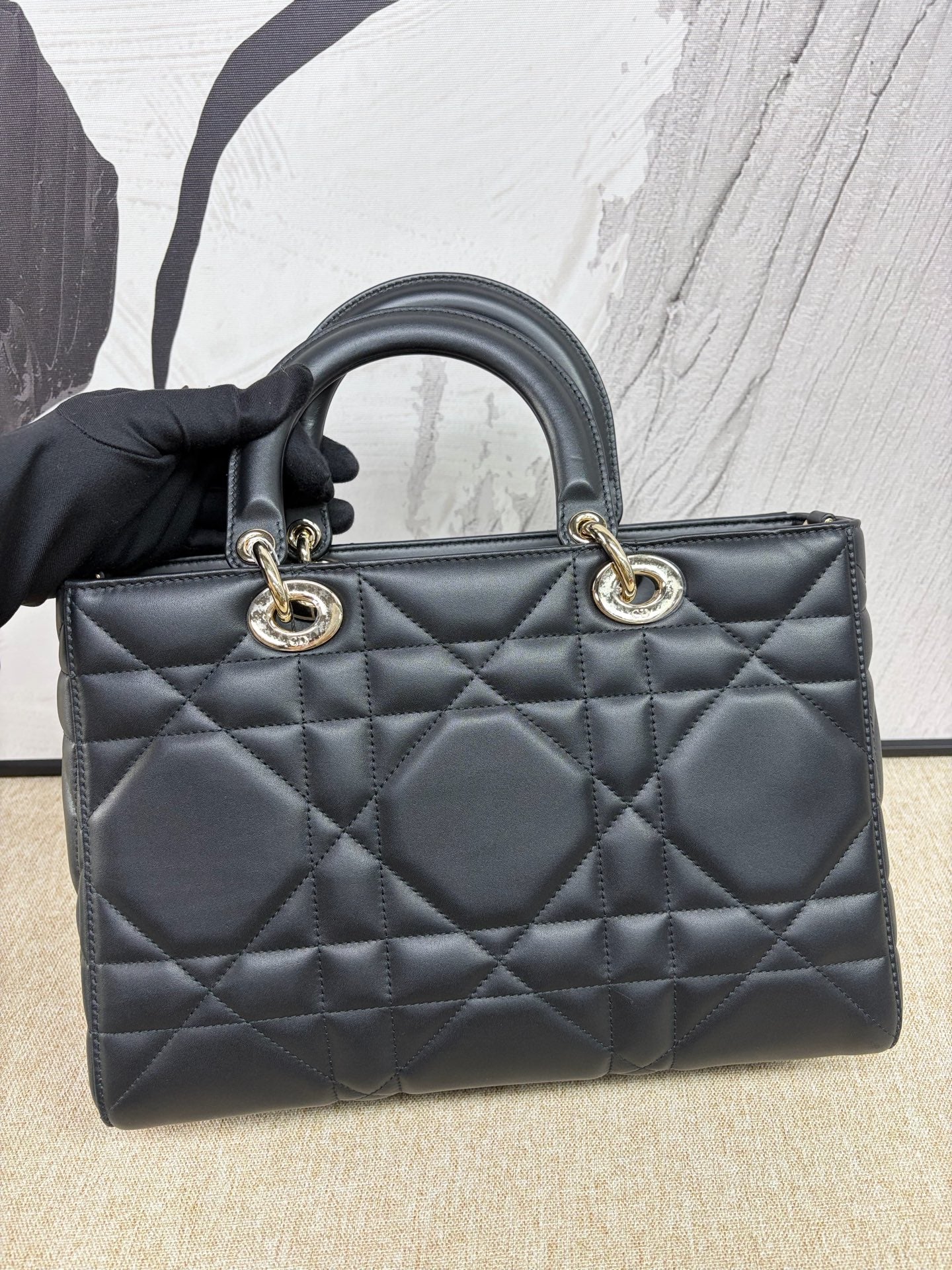 Dior - Lady D-Sire Medium - Lambskin leather - Black with Gold-Tone Hardware - (medium)