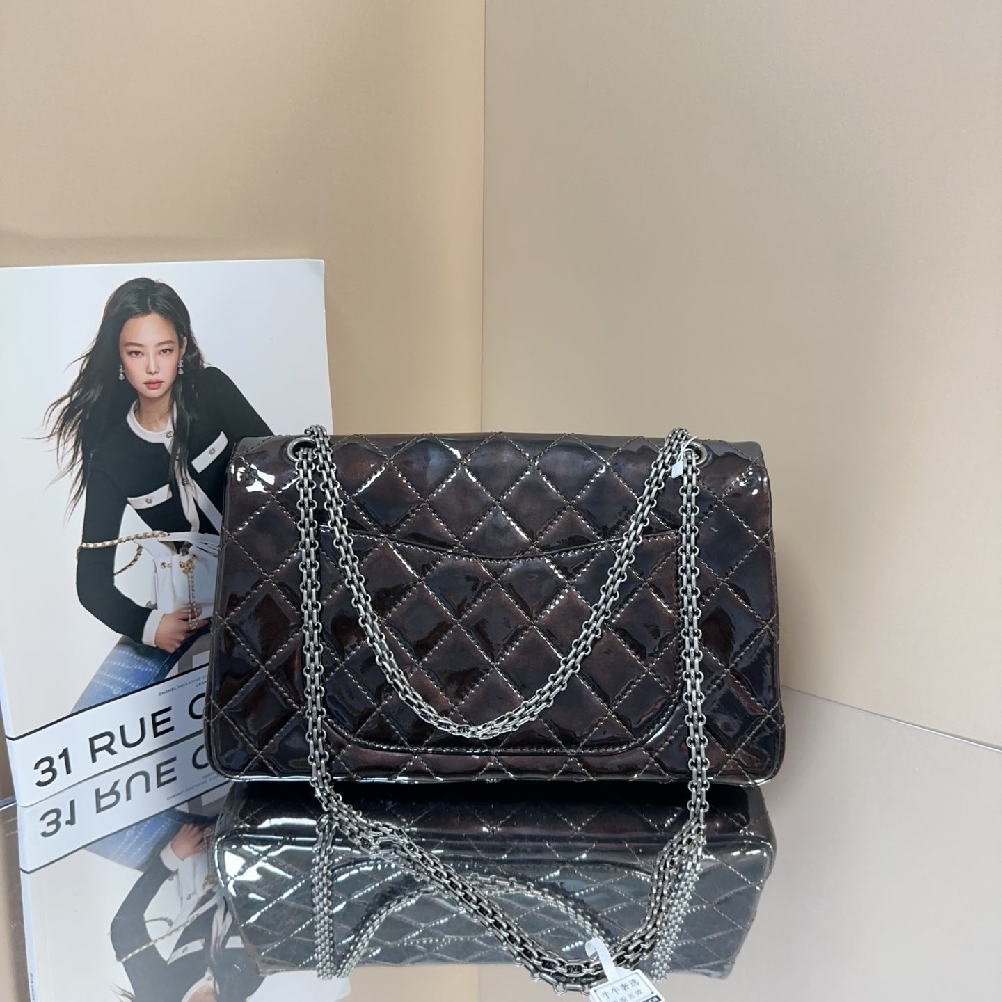 Chanel - 2.55 Double Flap Bag - Patent leather - Brown - (Large)