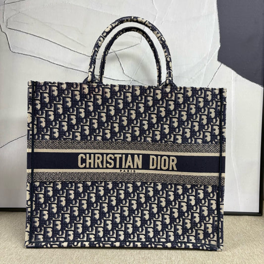 Dior - Book Tote - Embroidered canvas - Blue - (Large)