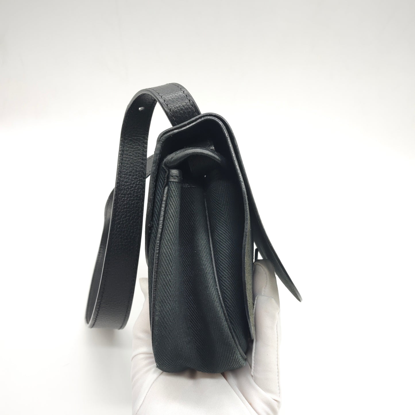 Hermès - Colorado Saddle Bag - Black canvas combined with Togo leather and suede - Black - (mini)
