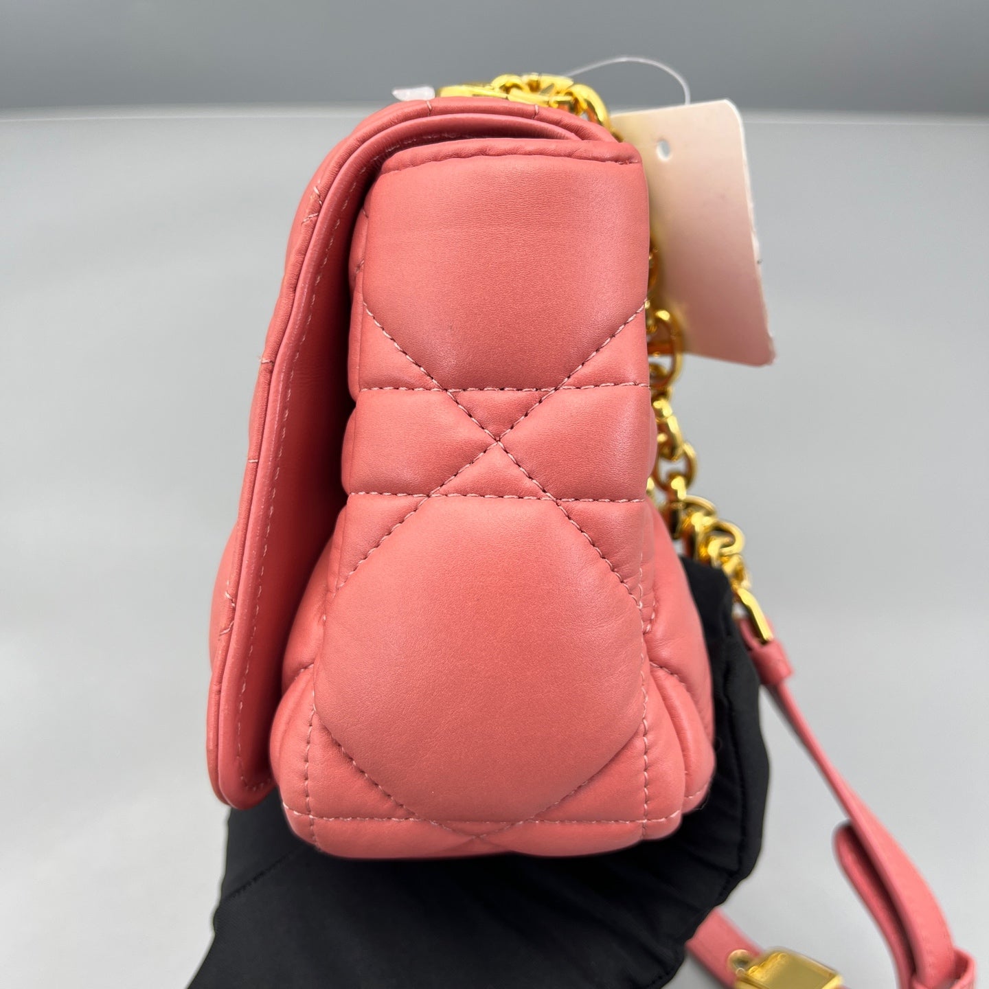 Dior - Caro Puff Chain Bag - Calfskin leather - Coral Pink with Gold-Tone Hardware - (mini)
