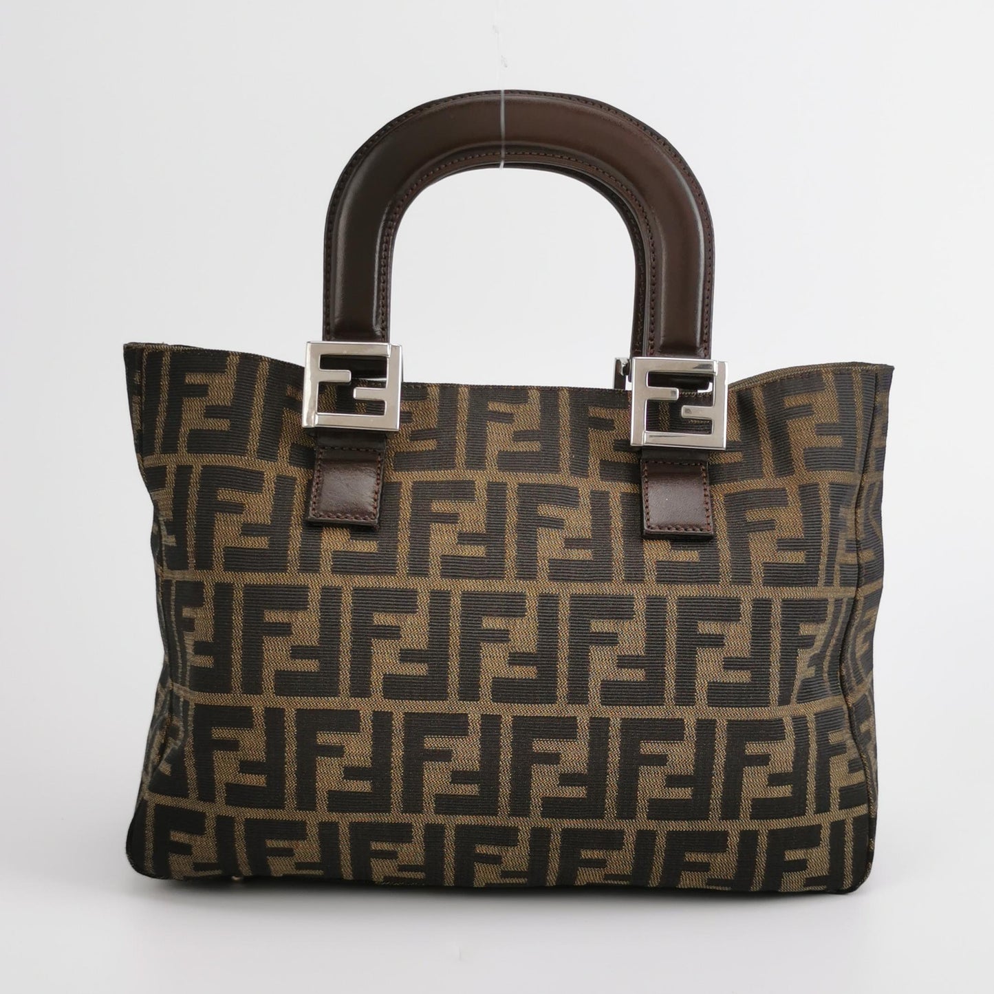 Fendi - Zucca Canvas Tote Bag - Zucca canvas with leather trim - Brown - (small)