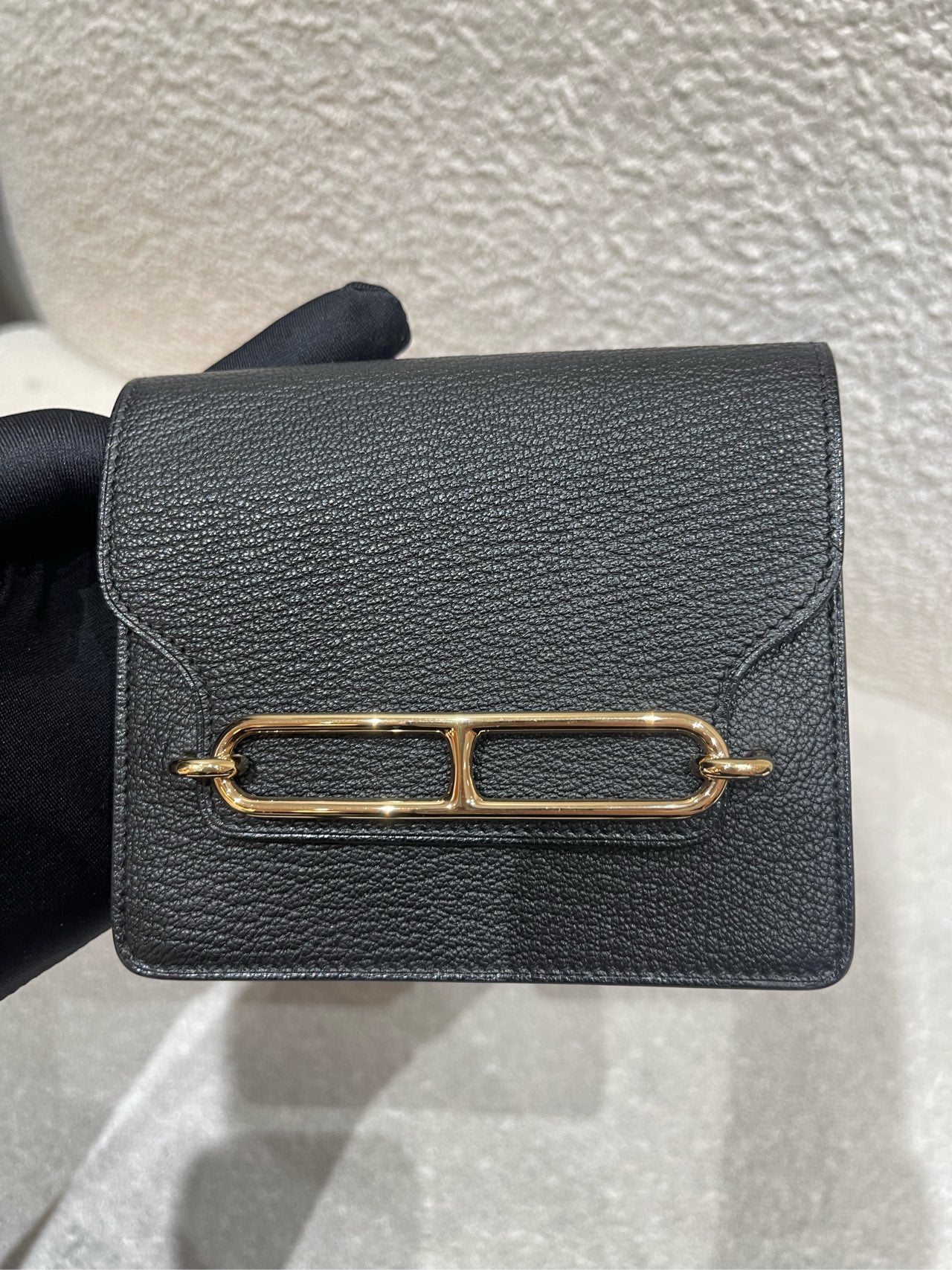Hermès - Roulis Slim Compact - Goatskin leather - Black - (small)