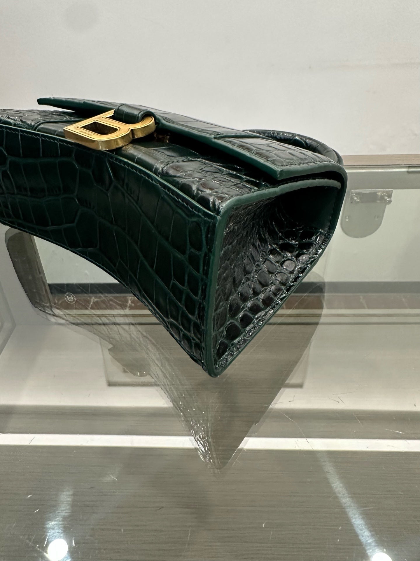 Balenciaga - Hourglass XS - Crocodile-embossed leather - Green - (mini)