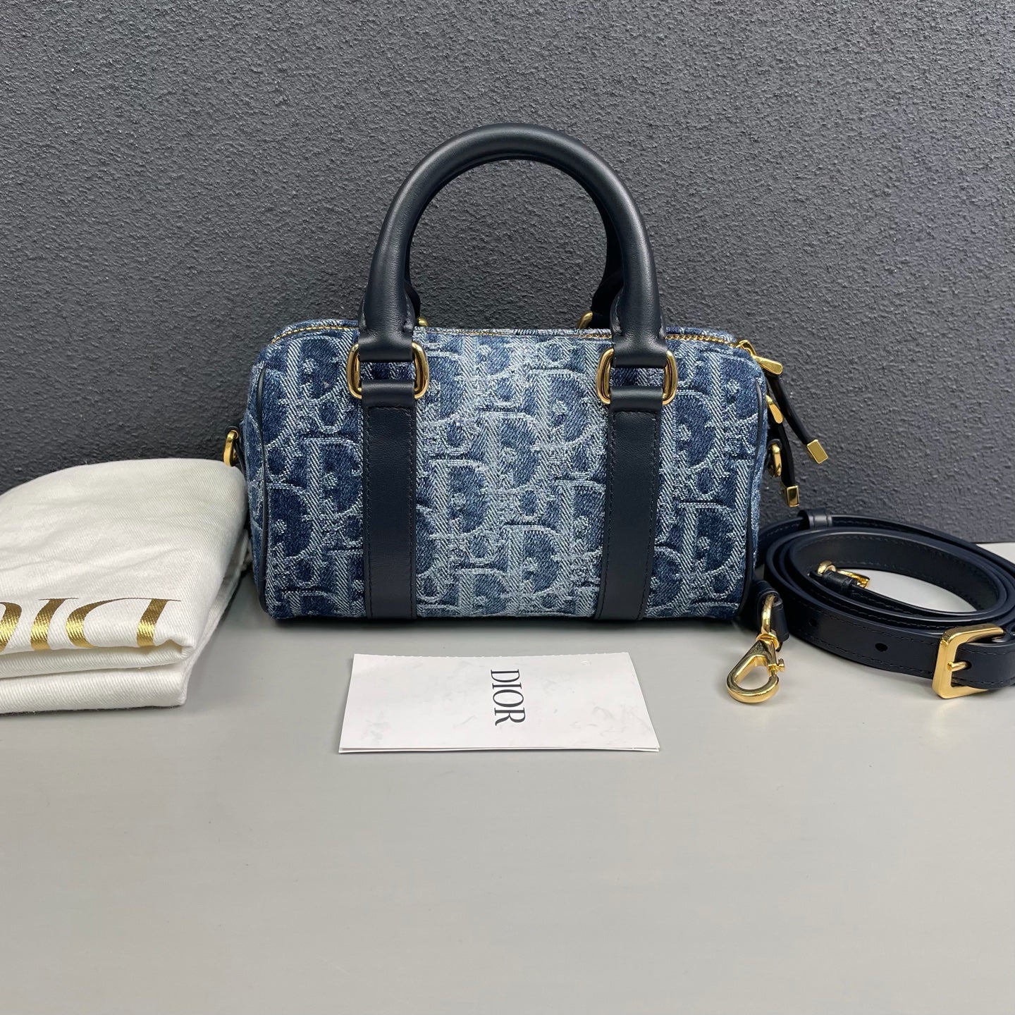 Dior - Groove Mini Boston Bag - Denim canvas with Dior Oblique jacquard and smooth leather trim - Blue - (mini)