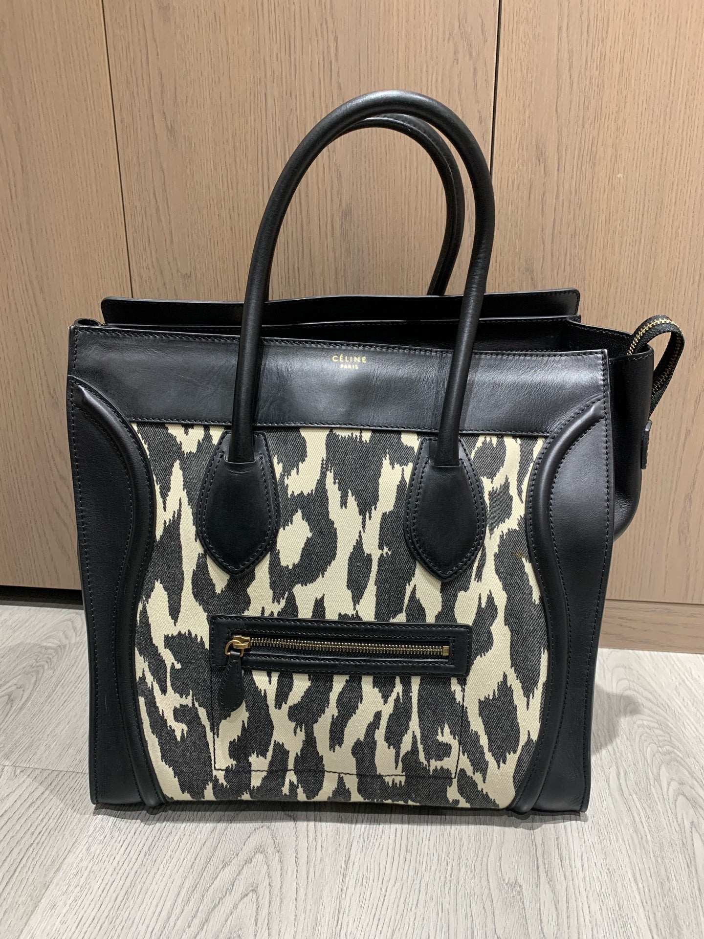 Celine - Luggage Tote - Leather and Canvas - Black - (Medium)