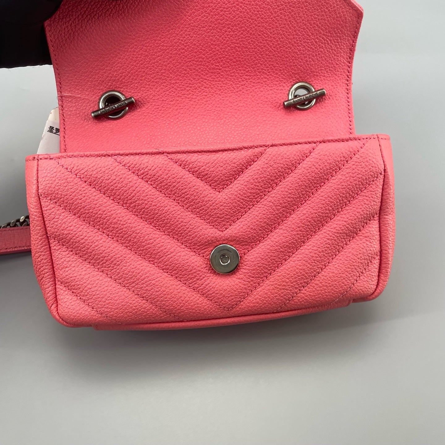 Saint Laurent - College Mini Messenger Bag - Grained leather - Pink - (mini)