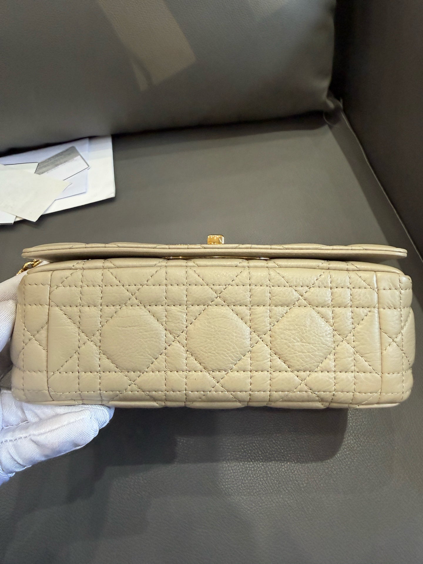 Dior - Caro Small - Calfskin leather - Beige - (small)