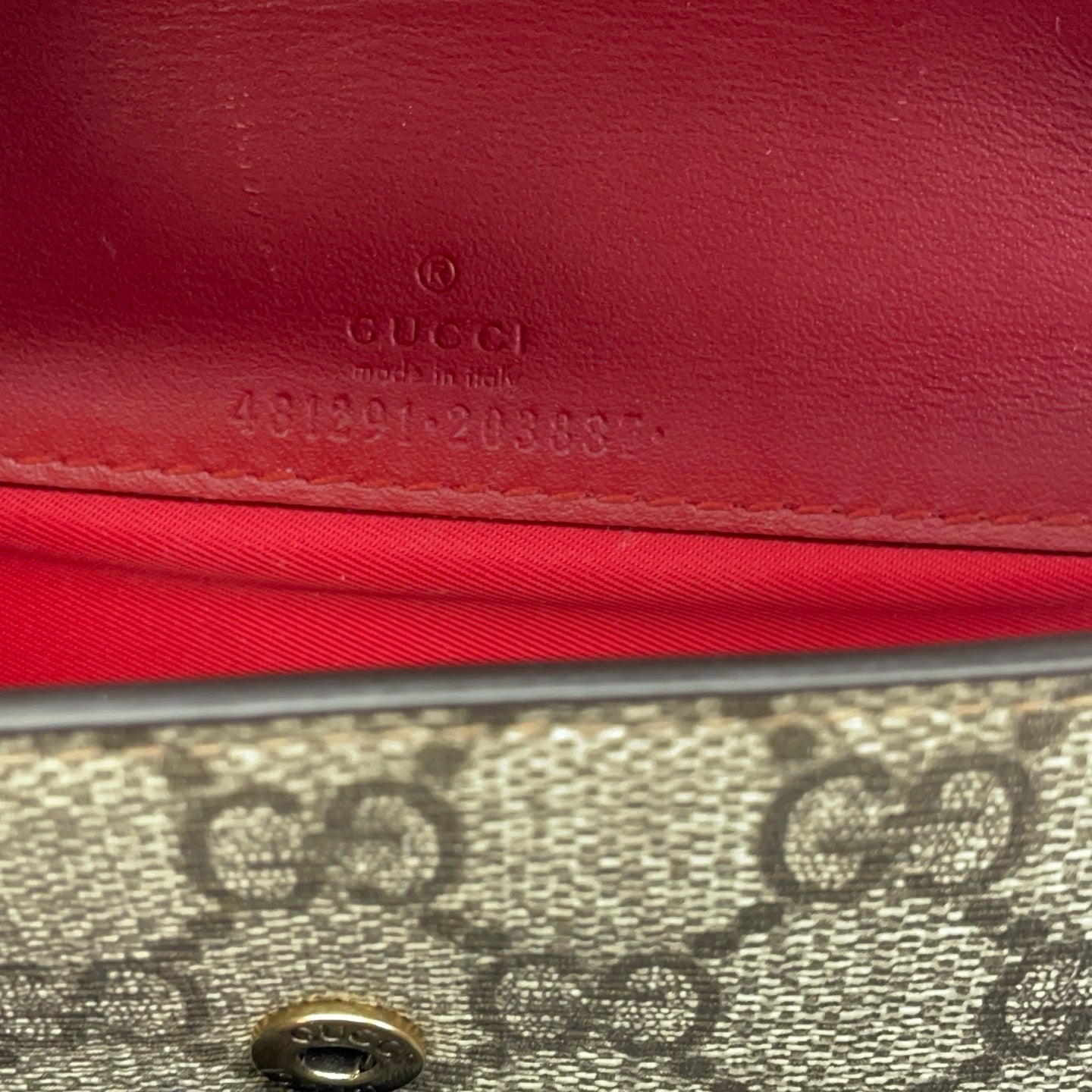 Gucci - GG Supreme Cherry Wallet on Chain - Coated canvas with leather trim - Beige with Red accents - (mini)