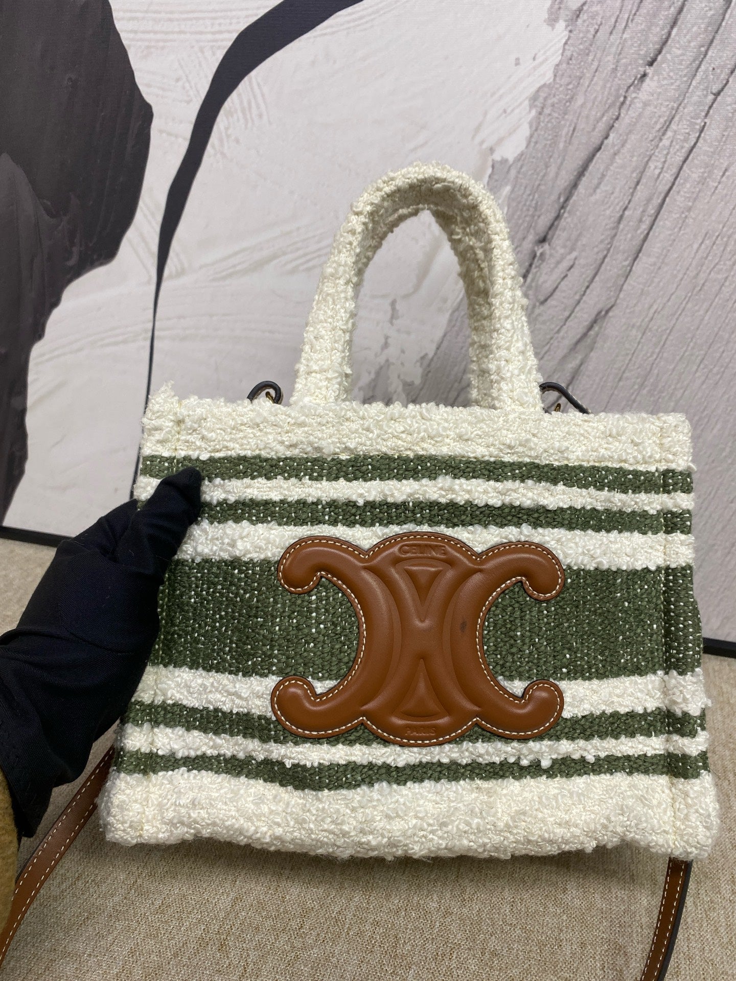 Celine - Small Vertical Cabas Triomphe Tote - Wool felt and Leather - Multicolour - (Small)