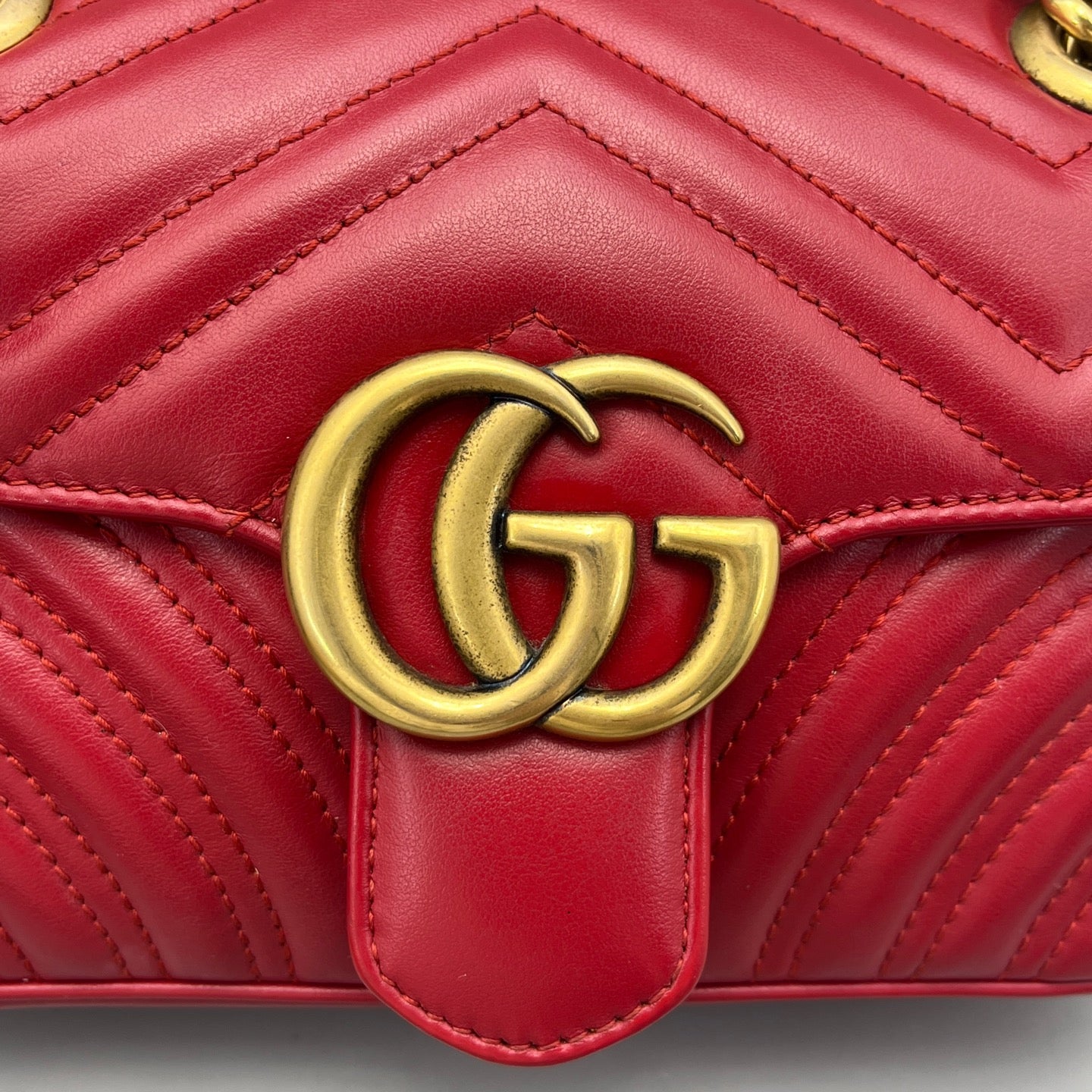 Gucci - GG Marmont Matelassé Mini Bag - Leather - Red - (mini)