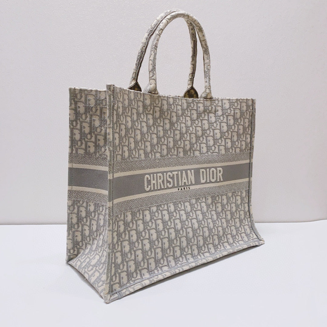 Dior - Book Tote - Jacquard canvas - Grey - (Large)