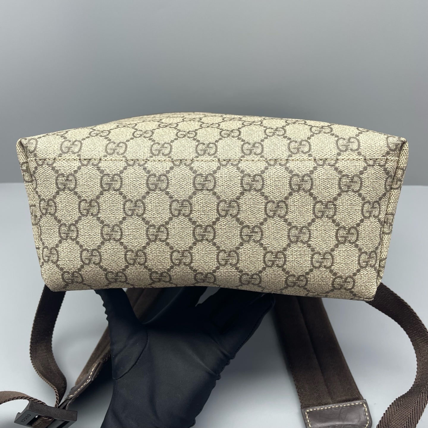 Gucci - GG Supreme Small Backpack - Coated canvas with leather trim and textile straps - Beige - (Small)
